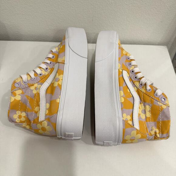Vans Womens Sz 7 Yellow Floral Sk8-Hi Tapered Stackform Sneakers Casual Festival - Picture 4 of 10